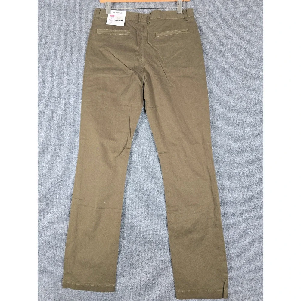 Isaac Mizrahi New York Boys Olive Cotton Stretch Slim Fit Flat Front Pants Sz 20